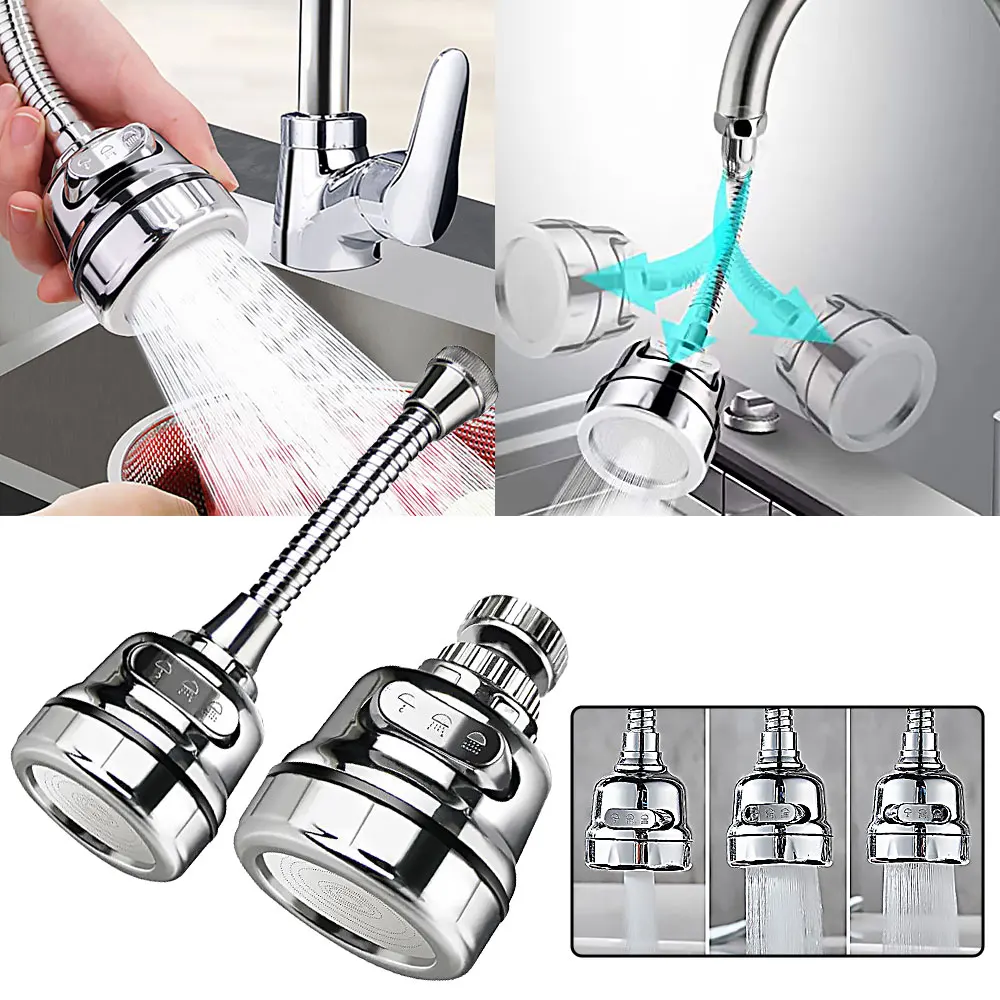 Universal 3mode Kitchen Faucet Adapter Aerator Shower Head Pressure