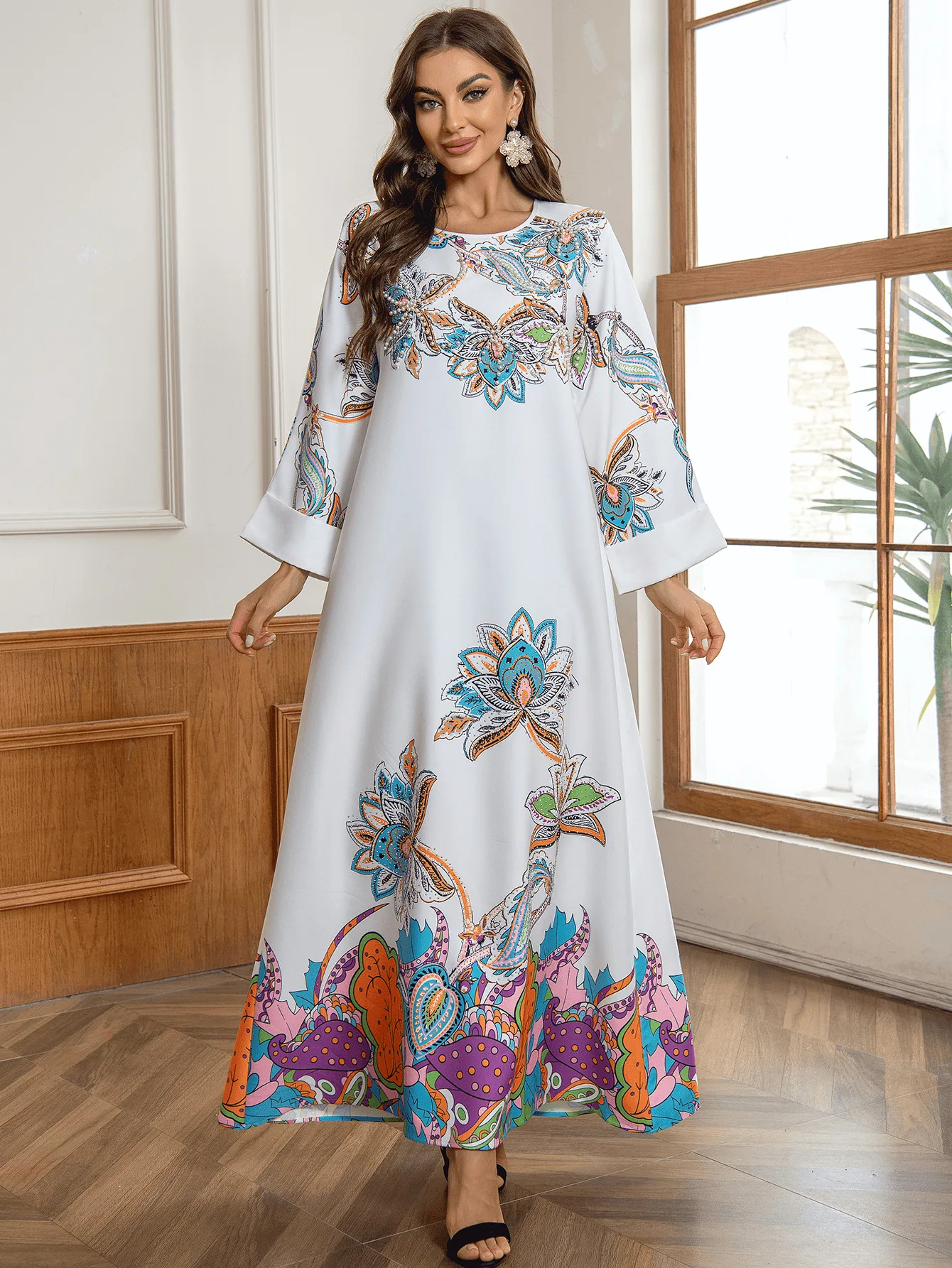 ZD026 Middle East Cross-border Muslim Robe Dubai Travel Party Ladies Dress  Hot Diamond Fashion Jalabiya