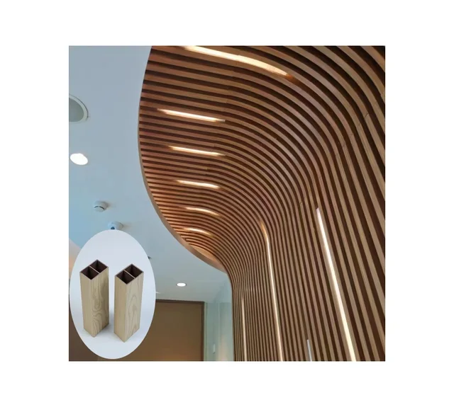 New Design Interior Wooden Grain Pvc  wpc Square tube  decoration of the house Pvc Wpc  Square tube wall panel