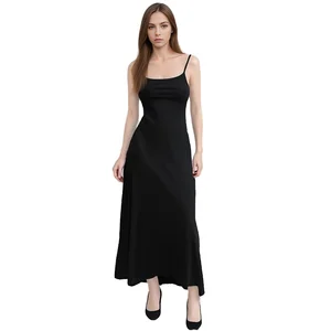 Wholesale Custom Summer Daily Women Elegant Satin Dress Sleeveless Solid Slip Backless Maxi Dress