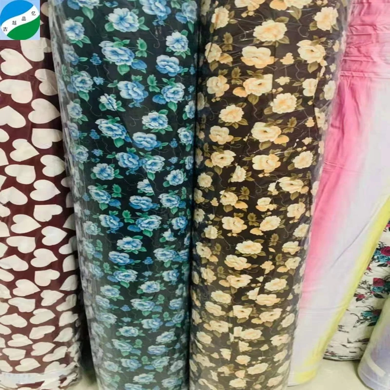 African Polyester barrisol Ceiling 4 Way Stretch  Printed Stock Fabric for Dress Spandex Price Per Meter From Keqiao
