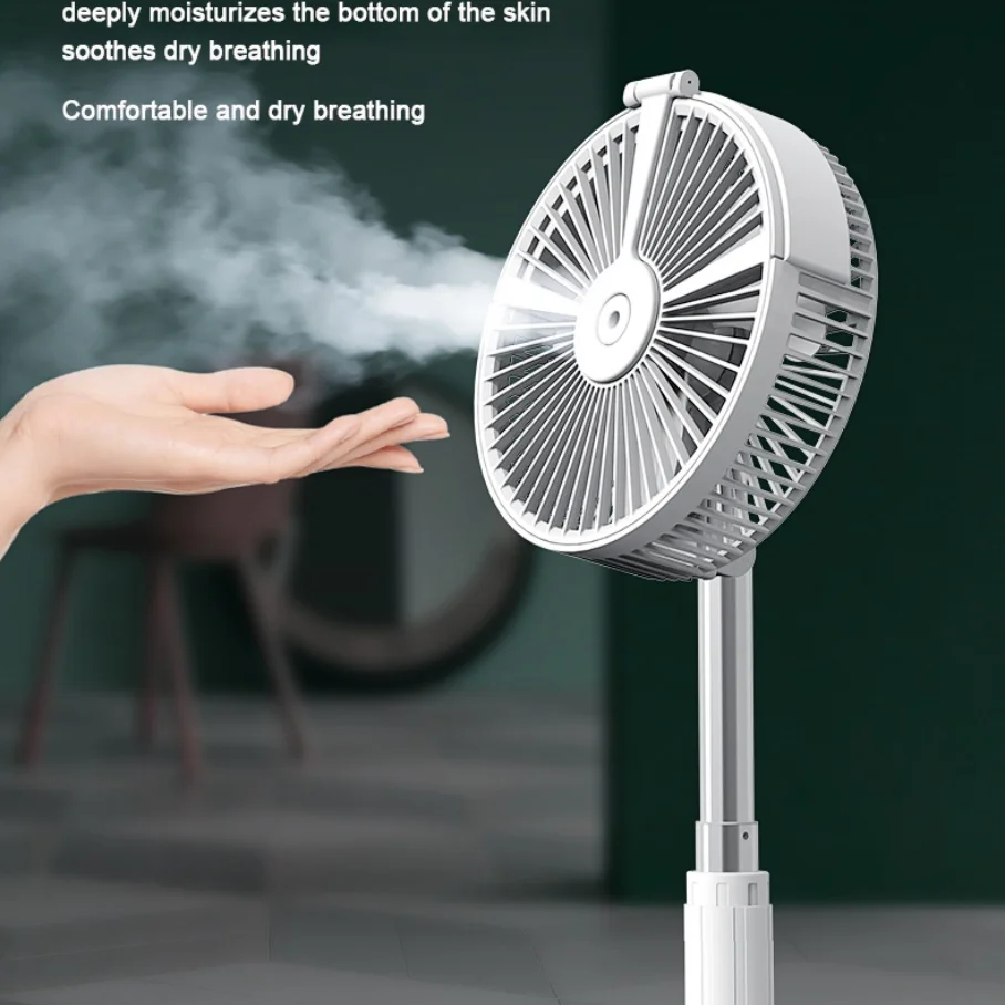 Hot Selling Folding Telescopic Fan Shaking Head Portable Usb Mini Table Desktop Floor Power Bank Humidifying Spray Fan