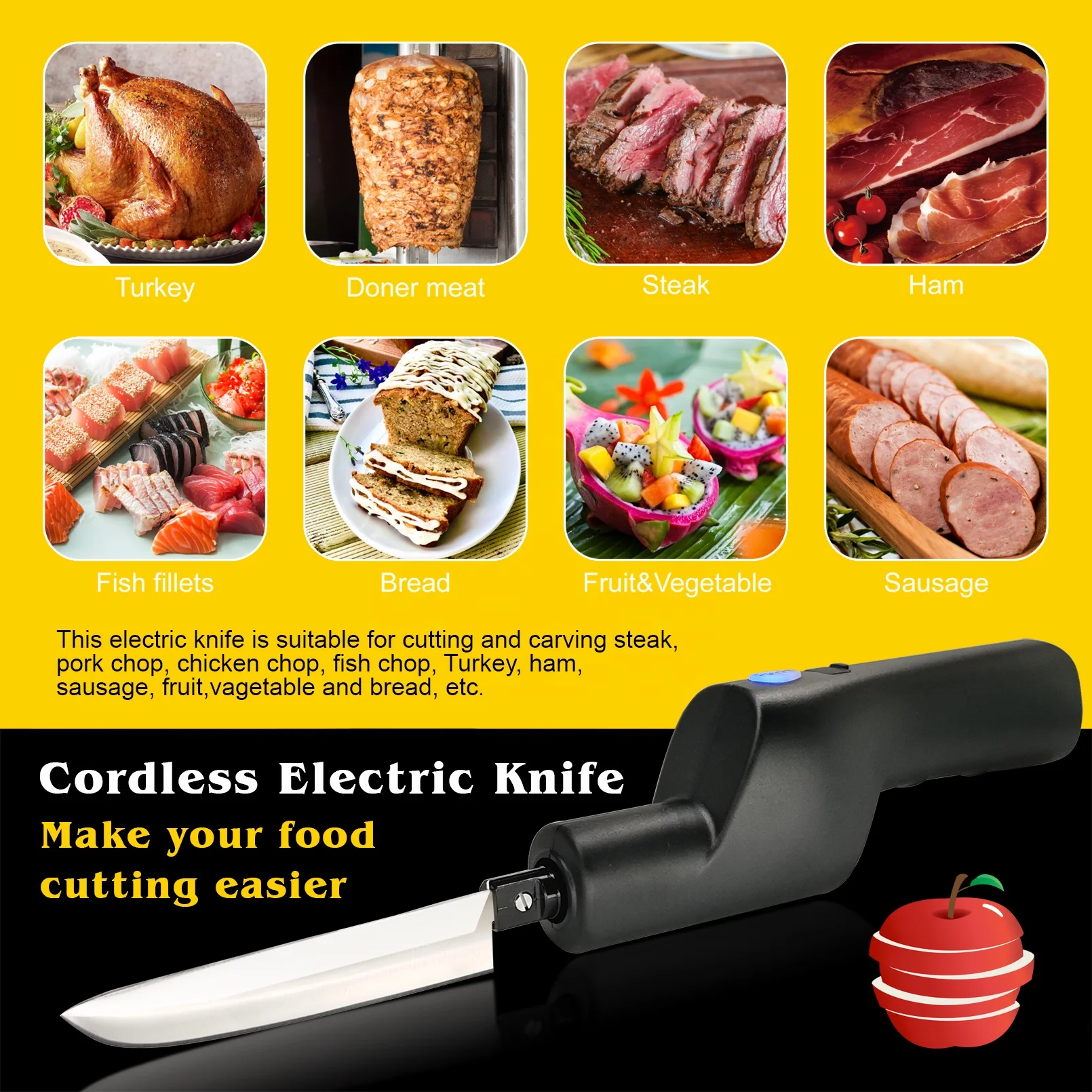 electric knife for meat cutting cordless