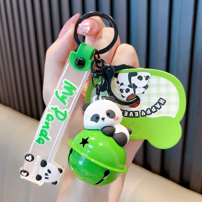 Mb4 Cartoon Cute Panda Party Bell Creative Car Keychain A Pair Of Bag ...