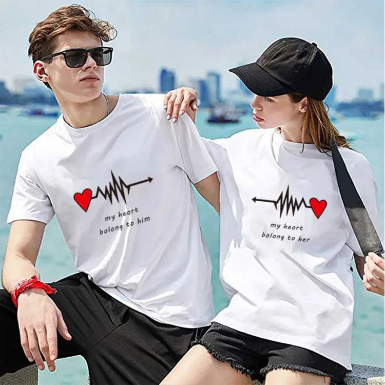 Модные топы одежда пара футболка для мужчин и женщин на заказ