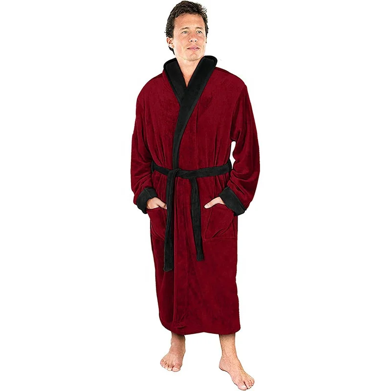 Cheap Price Unisex Hotel Collar Fleece Spa Robe 100% Polyester Men Bathrobes