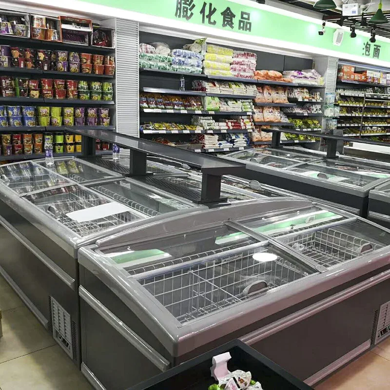 Supermarket Meat Type Island Chiller Chest Freezer Commercial