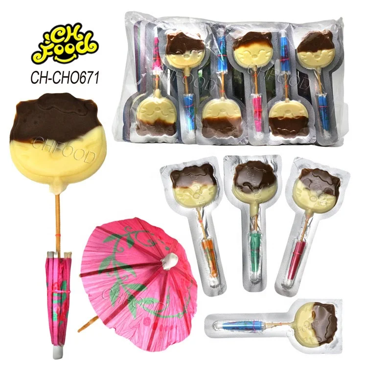OEM Mini Paper Umbrella Toy with Milk Chocolate bar for Kids Wholesale Halal Chocolate Sweet Candy