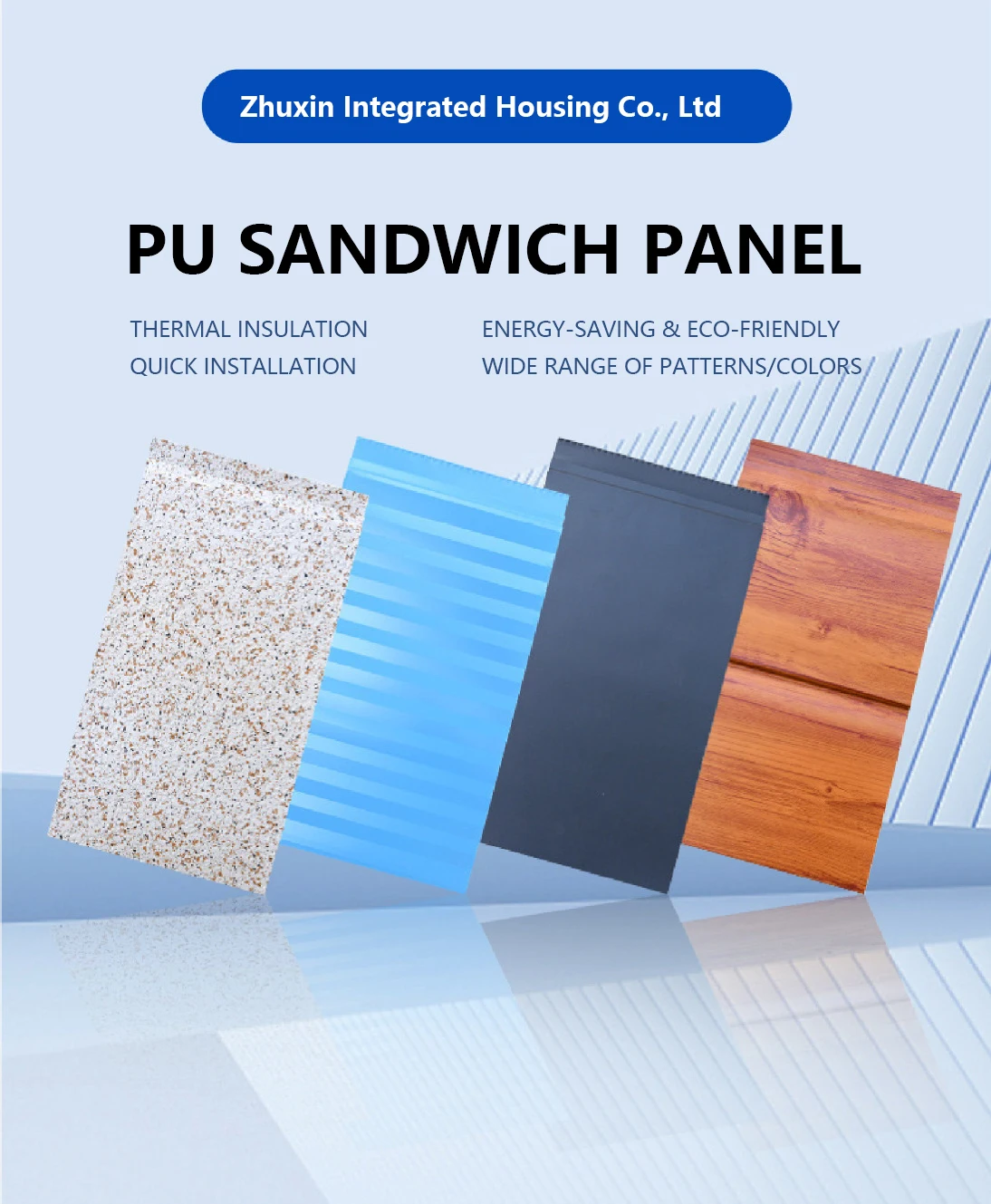 PU Sandwich Panel Steel Modern Fire Resistant Brick and Stone Texture ...
