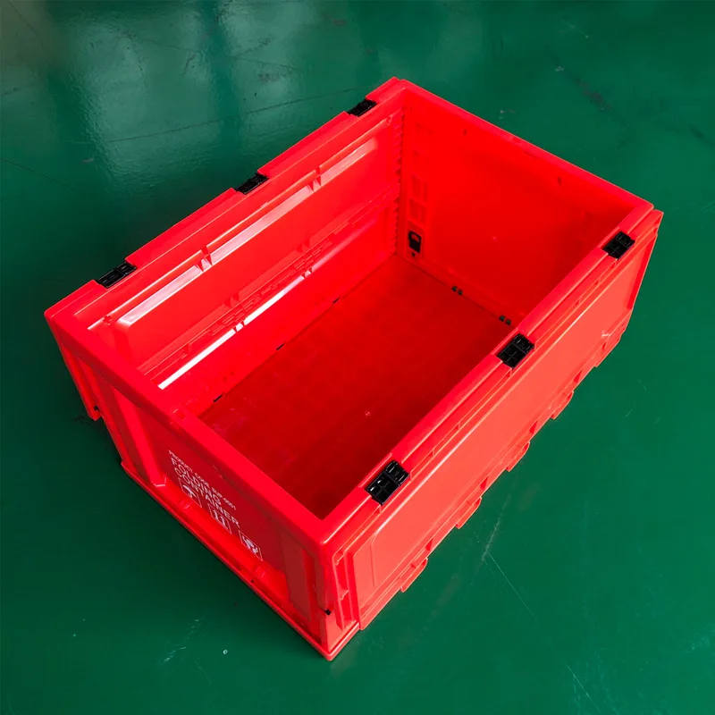 折叠式塑料板箱实心可折叠带盖锁周转箱 - buy turnover box,folding 