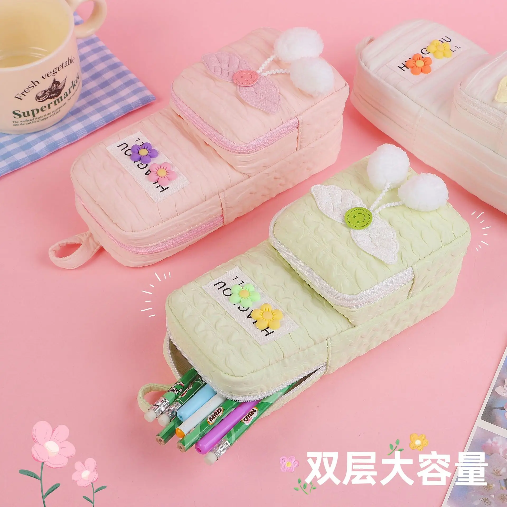 Pencil Case Lapiceras Estuche School Pencils Box Large Capacity Stationery  Cute Bag for Girl Soft Portable Korean Pouch, image size:1920x1920