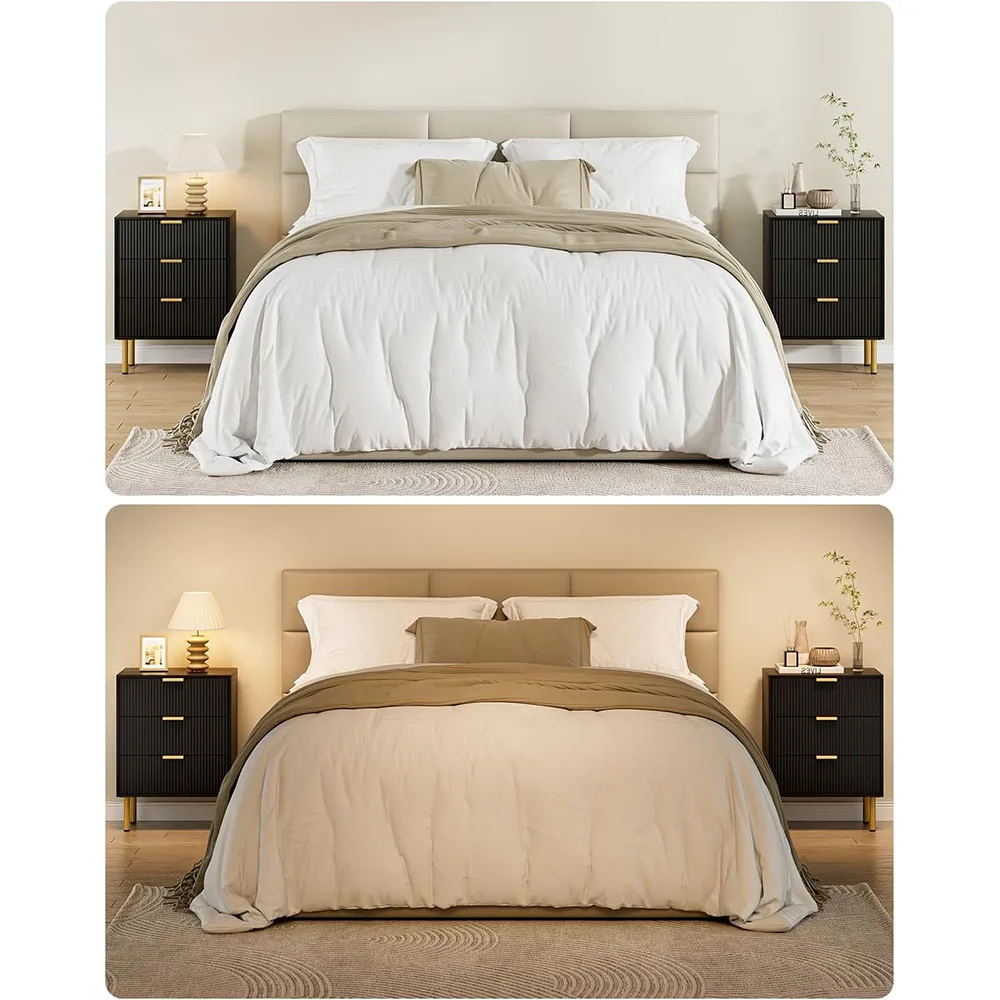 Modern Gold Frame Nightstand with 3 Storage Drawers Tall Bedside Table for Bedroom & Living Room MDF End Table Furniture factory