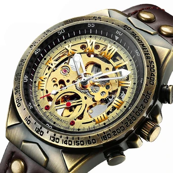 Dianpai Brand vintage men's luxury fashion casual bronze automatic mechanical watch