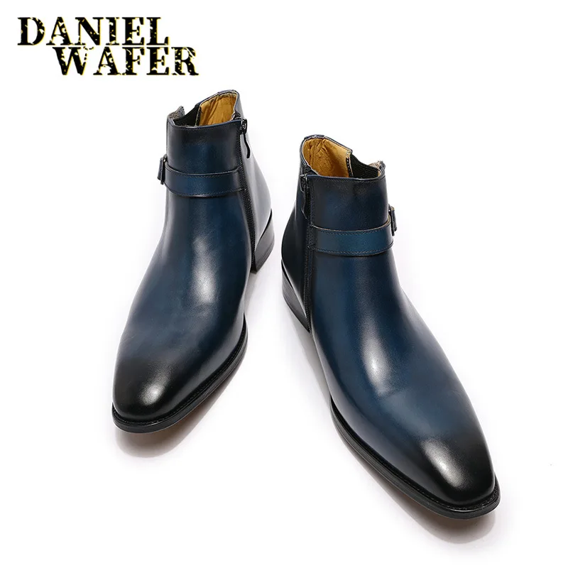 Men's Ankle Boots Fashionable Durable Genuine Leather