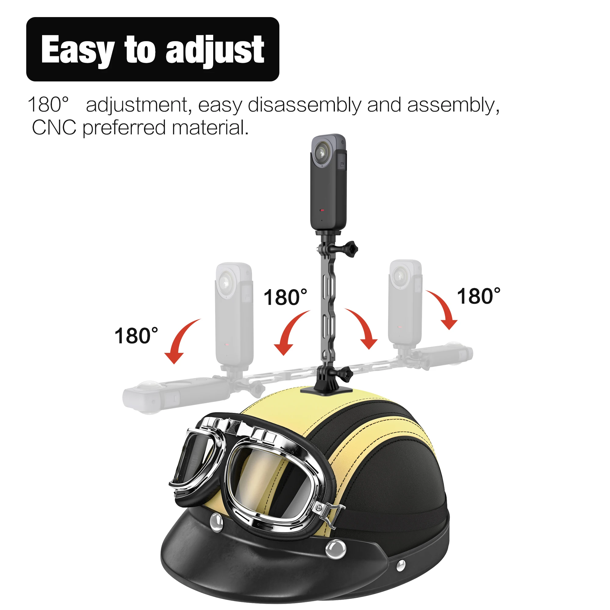 Helmet Extension Arm Motorbike Handlebar Stand Mounts Invisible - Main Image