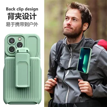 Luxury Design Heavy Duty Armor Phone Case with Back Clip for iPhone 13 14 Pro Max Shockproof TPU PC Cover with Stand