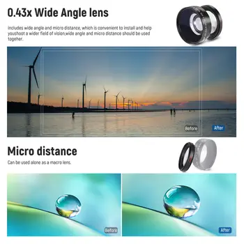 Neewer 58mm Lens and Filter Set Wide Angle 2.2X Telephoto Lens Close up Macro/ND/UV/CPL/FLD Camera Lens Filters for  APS-C detail image