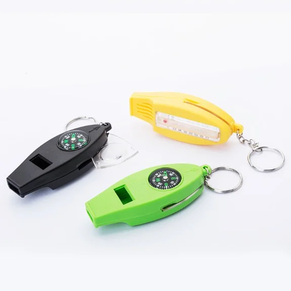 4 in 1 Multifunctional Whistle Key Chain Compass Whistle with Thermometer