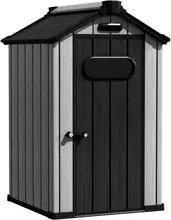 Aoxun 3.8 x 4.0 FT Resin Outdoor Storage Shed, Durable Plastic Utility Tool Shed, Grey