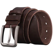 Factory Wholesale Top Quality Genuine Plain Black Brown Leather Belt Classic Pin Buckle Full Grain Leather Men Belt