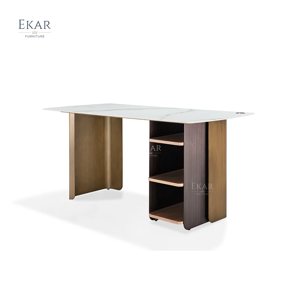 EKAR FURNITURE Diseño de lujo moderno escritorio de acero inoxidable muebles Escritorio de oficina