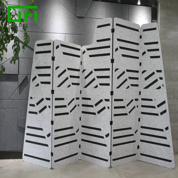 Soundproof Folding Screen Room Divider Polyester Fiber Screen Panel