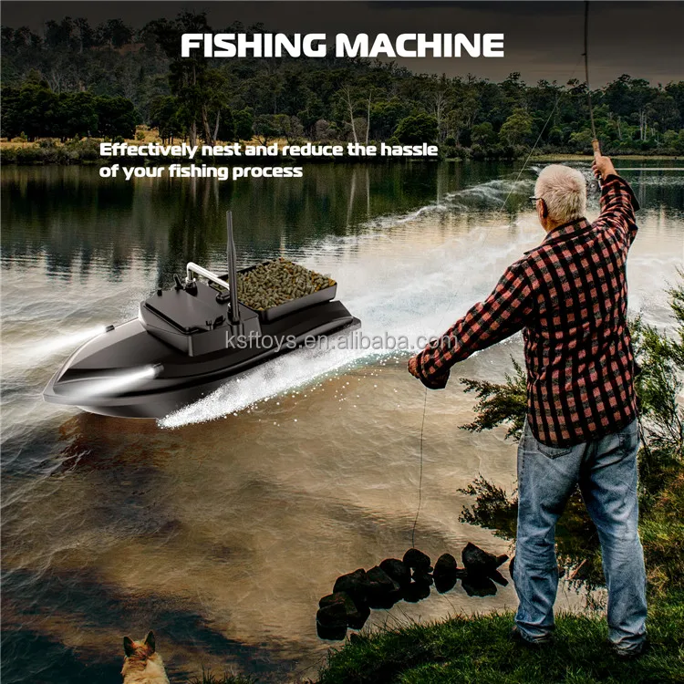 Flytec V050 RC Fishing Bait Boat With 4 LED Lights Wireless Dual Power Supply 500M Fixed Speed Cruise Fish Feeder For Fishing