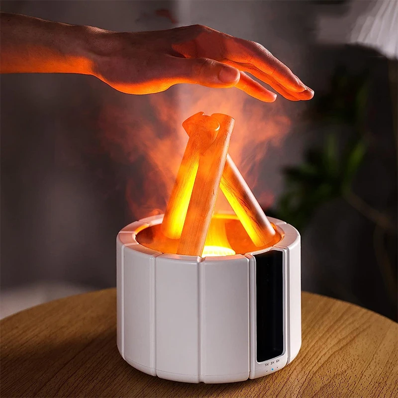 3D Simulated Fire Bonfire Humidifier 250ml Air Humidificador Flame LED Lamp Aroma Diffuser with Remote Control