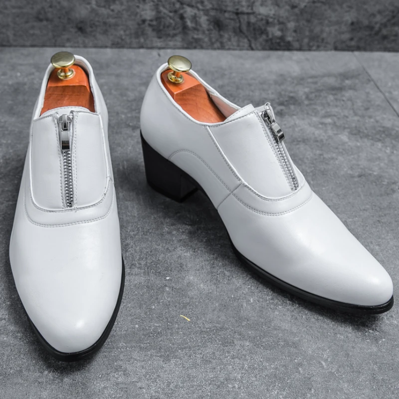 Size 37-44 Block Heel Male Dress Shoes - Slip Resistant