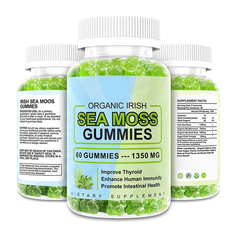 Irish Sea Moss Gel Gummies With Bladderwrack,Burdock Root Extra Strength Immune & Detox Gummy