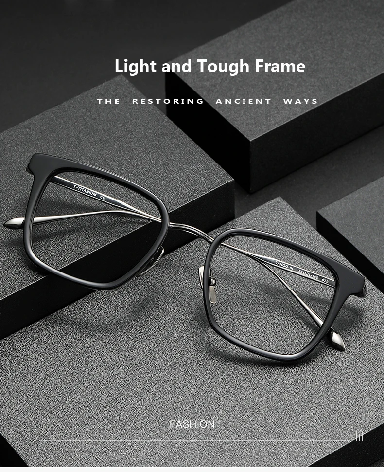 Acetate Titanium Eye Glasses Frame Men 2023 Retro Vintage Square
