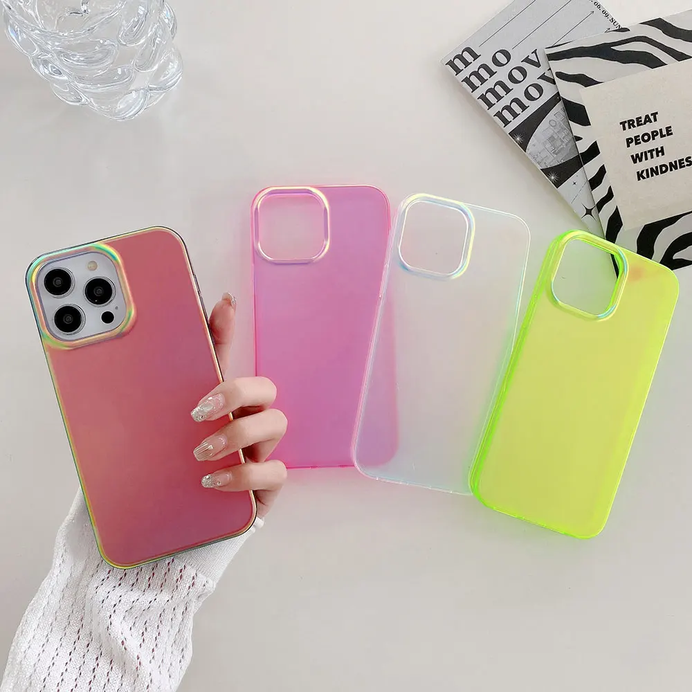 Frosted Phone Case For Iphone 15 14 13 12 11 Xr Xs Max Pro Plus Tpu Pc Colourful Covers Fluorescent Luxury Cell Sjk402 Laudtec supplier