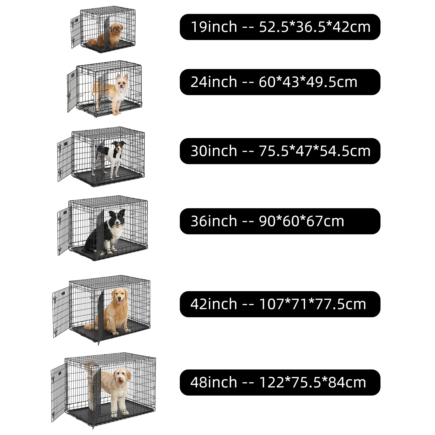 2022 New Design Custom Double Doors 48 Inch Metal Large Pets Crates Dog Cages