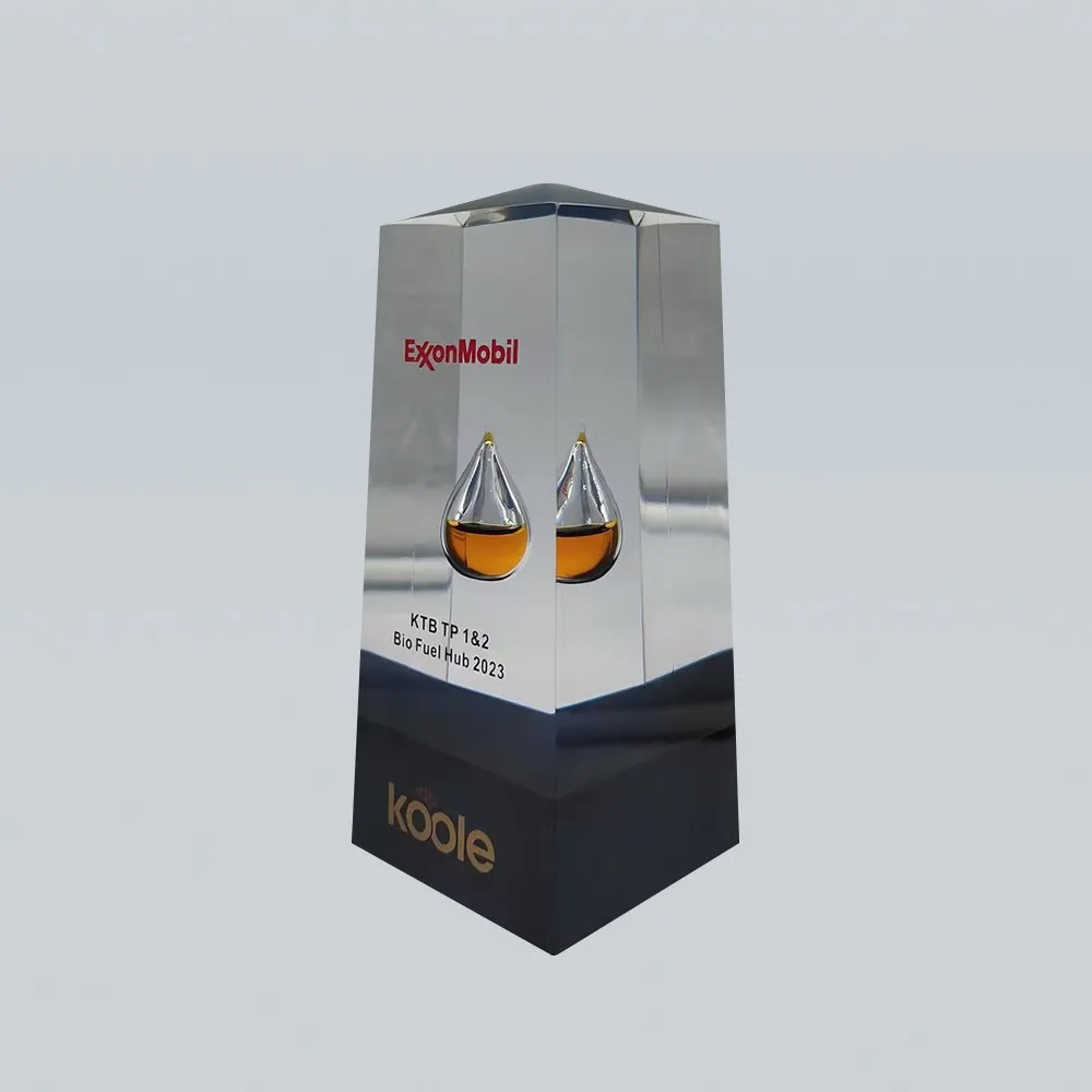 Custom Acrylic Block Trophy with Oil Drop Clear Solid Resin Oil  Drop Awards Paperweight for Souvenir