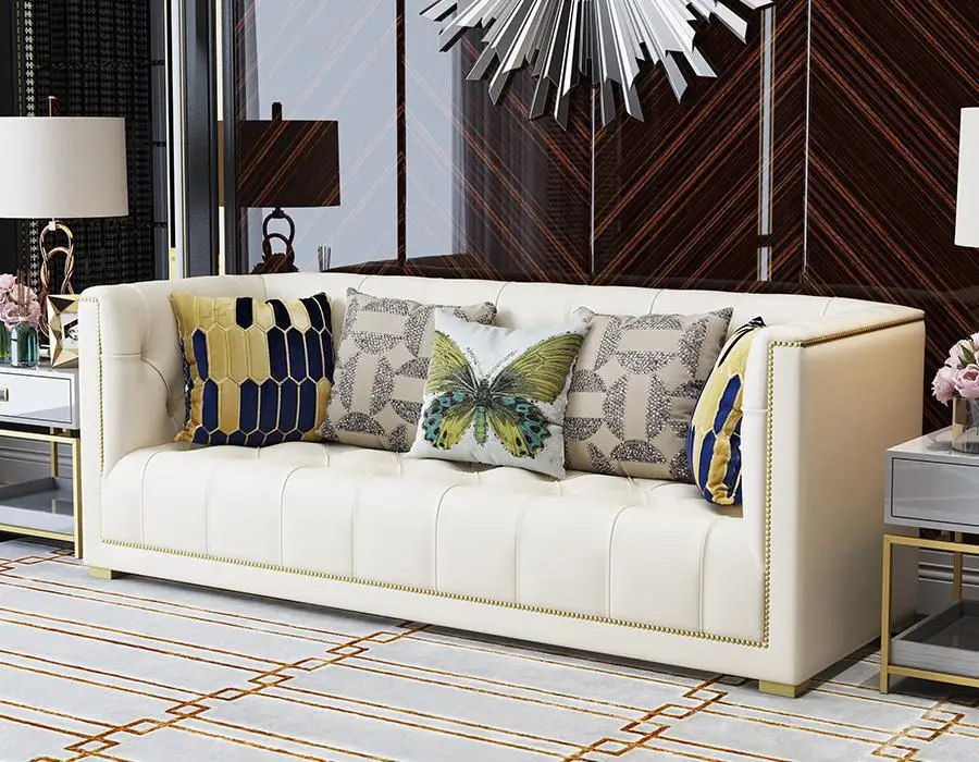 Luxury italian design modern real leather sofa set furniture living room sofas for villa house