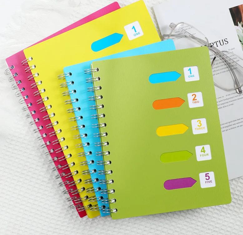 A5 coil notebook color spiral diary thickened flip PP book office classification notebook rubber sleeve