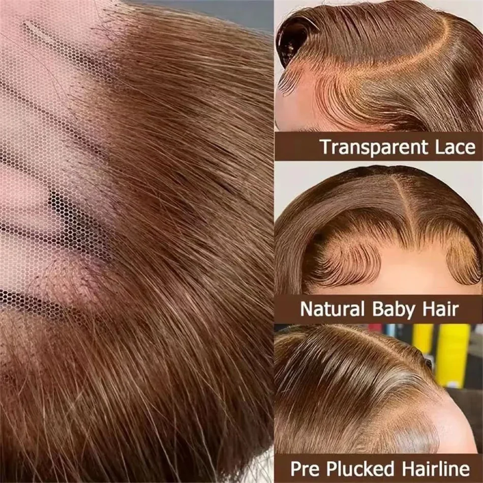 Chocolate Brown Short Bob Human Hair 13X4 Lace Wig Brazilian Remy_voghion.com