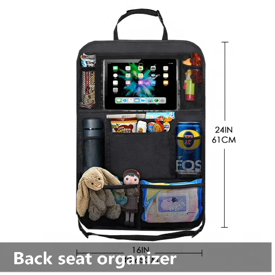 High Quality Touch Screen Tablet Holder Oxford Fabric Car Backseat Organizer with 9 Storage Pockets Back Seat Storage