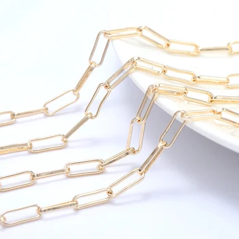 Factory Wholesale New Arrival 14K Gold Plated Paperclip Link Chain for Jewelry Making