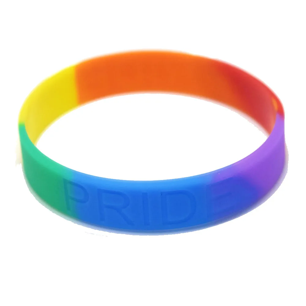 2 X Gay Pride Wristband Silicone Bracelets LGBT LGBTQ - UK