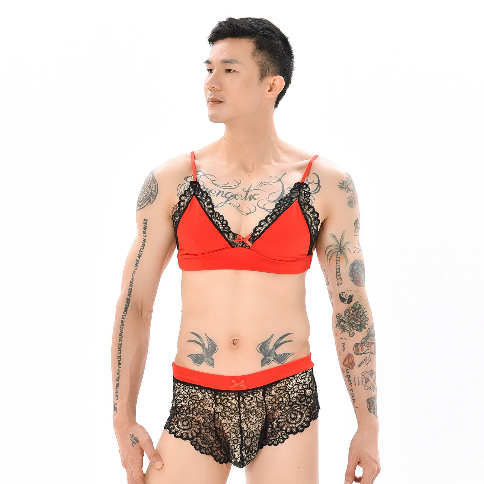 Herren Sexy Schleifen Transparente Spitze Besetztes BH- und Mittelhohes Hschen-Set Dessous Erotische Sissy Nachtwsche Unterwsche fr Herren Herren Sexy Schleifen Transparente Spitze Besetztes BH- und Mittelhohes Hschen-Set Dessous Erotische Sissy Nachtwsche Unterwsche fr Herren