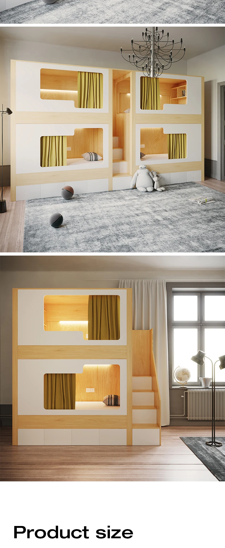 product free 3d design service oem odm custom metal frame capsule school bunk dormitory bed with stair for hotel school bedroom-9