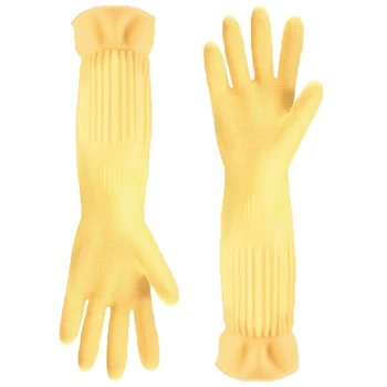 Long sleeve Gloves Factory Dishwashing Waterproof Kitchen Rubber Insulating Durable Household Work Yellow Latex Glove