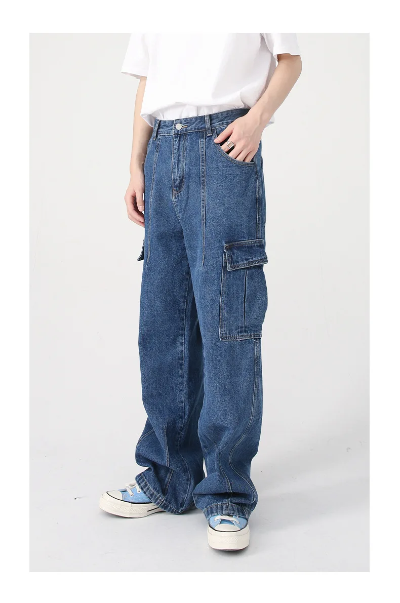 Casual Straight Washed Pockets Custom Denim Pants Fabric Male Denim Jeans Man Men's Jeans Men