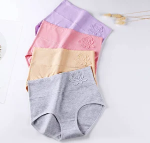 KK079 New Product Underwear Women's High-waisted Abdomen Panties Butt-up 3D Embossed Large Size Ladies Pants