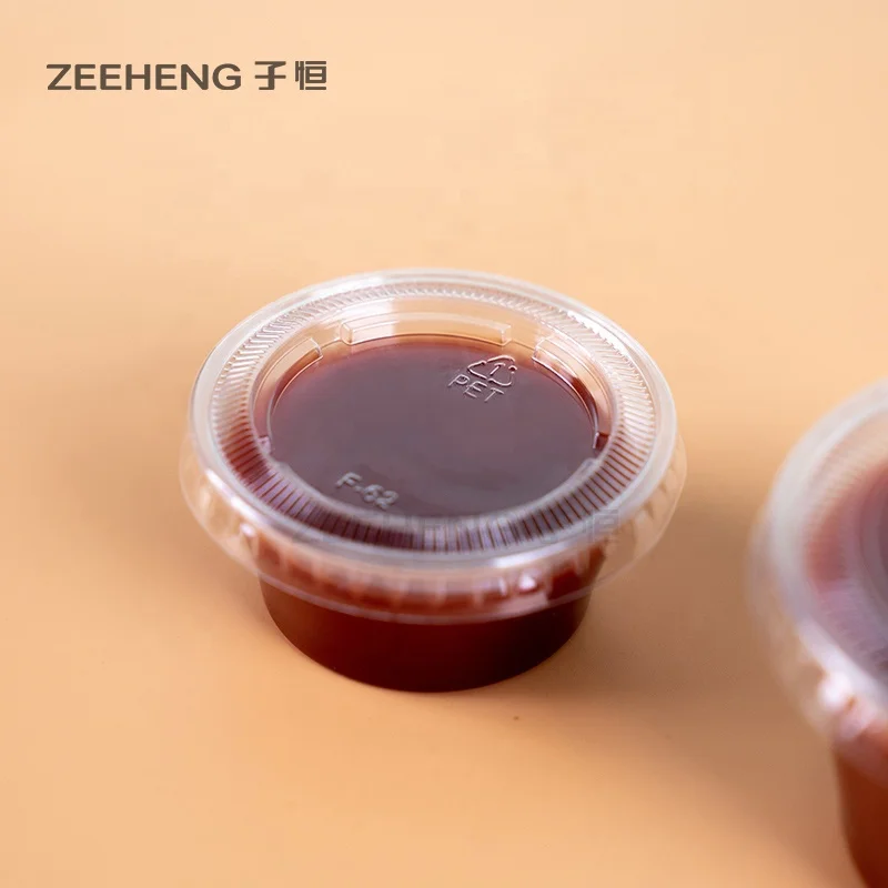 2oz PET Portion Cup Disposable Plastic Dipping Sauce Cup With Lid