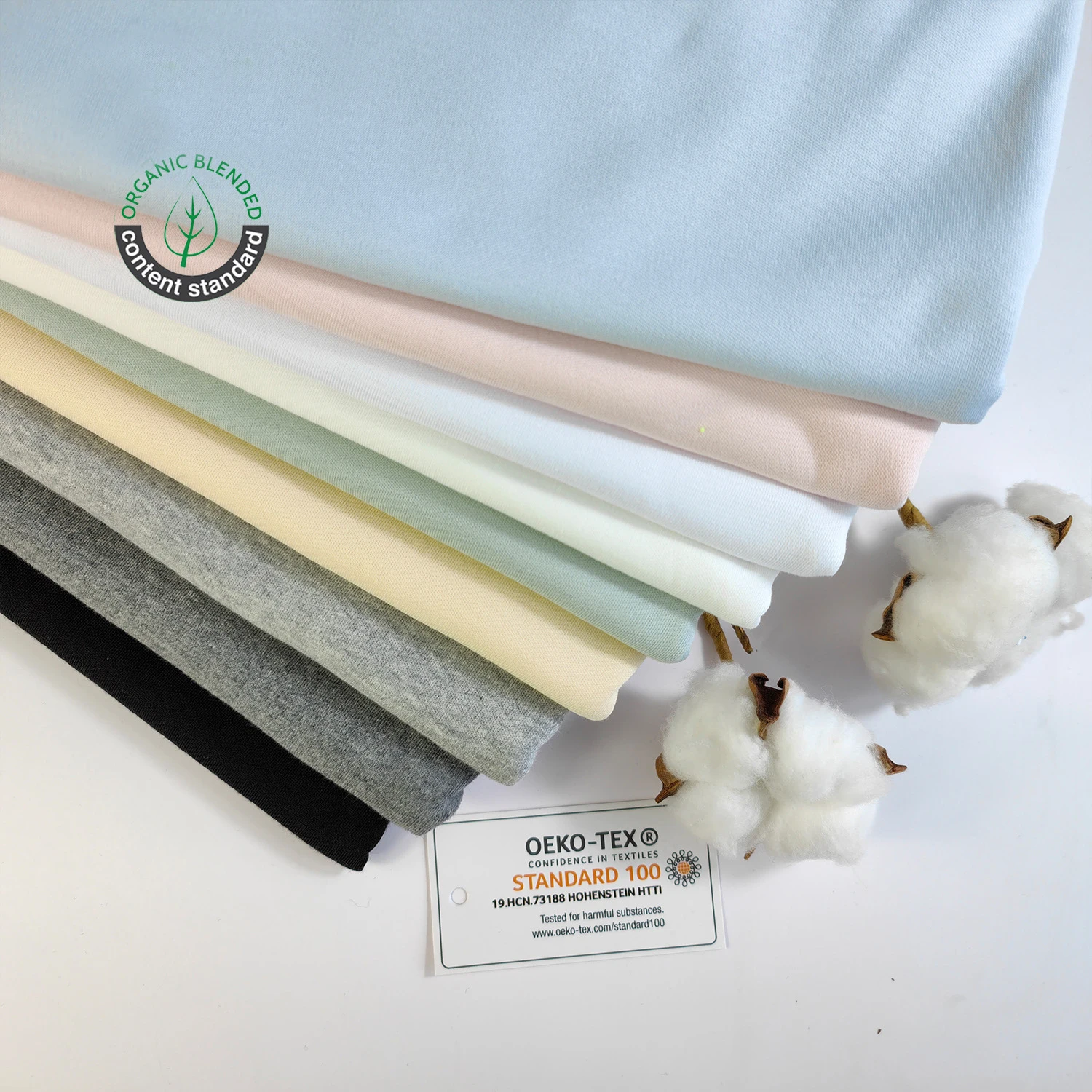 Сертифицированная 100% Органическая хлопчатобумажная ткань однотонная детская трикотажная для детской