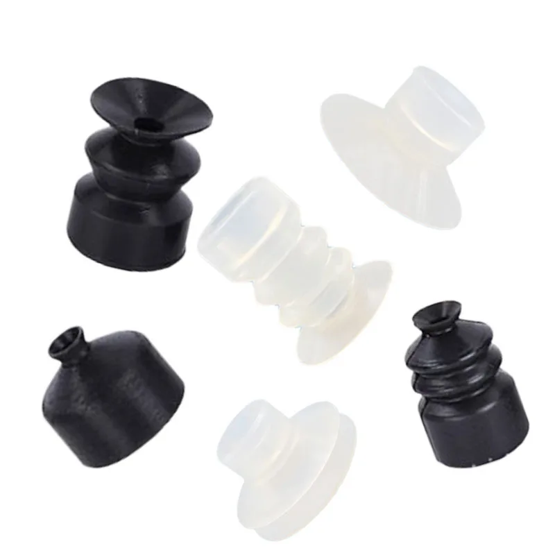 Black/White Small Head Silicone Suction Cup, Single Double Three Layer Bellows Vacuum Suction Pad, Industrial Pneumatic Robot Hand Gripper Replacement Parts
