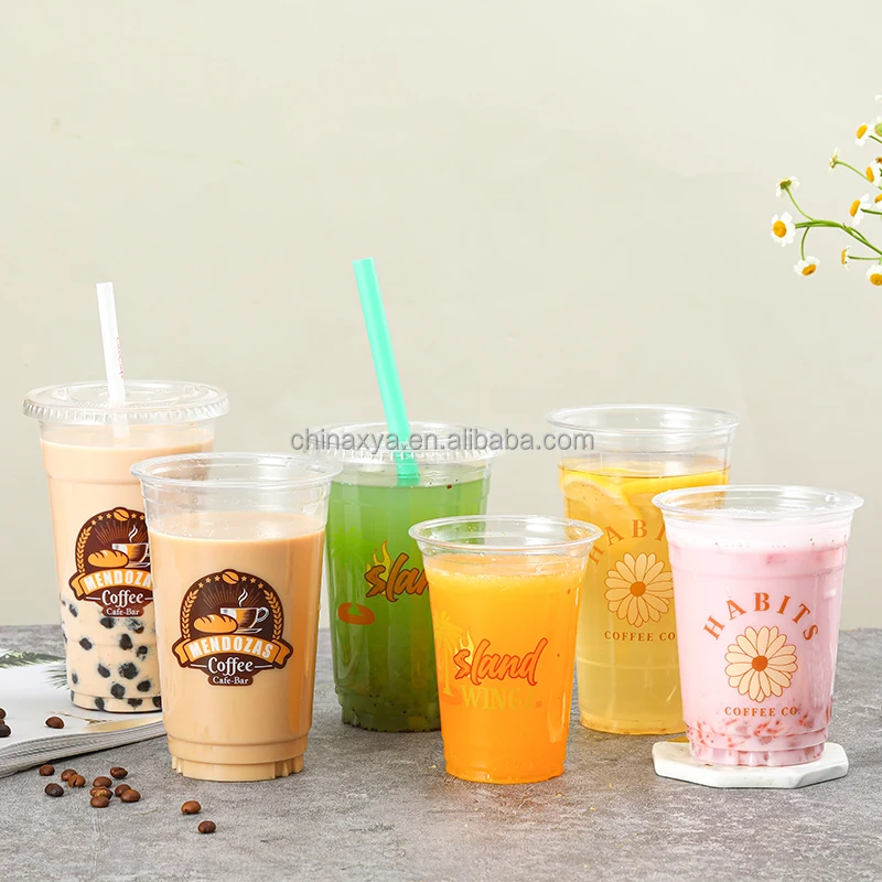 Custom printed clear 12, 16, 20, 24oz PP PET transparent disposable clear plastic cup with strawless lid supplier