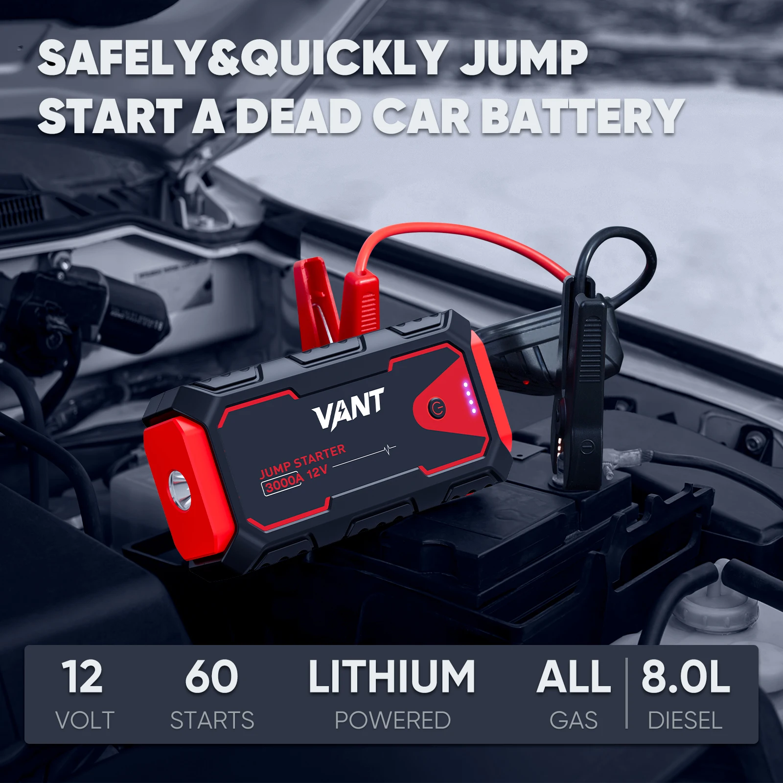3000a Spark Proof Portable Car Battery Charger Jump Starter Factory